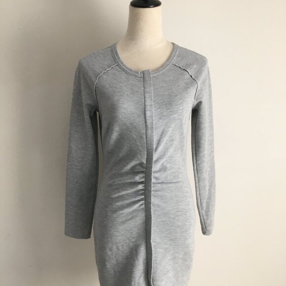REISS Gray ASTRID Ruching Long Sleeve Hidden Zipper Dress - Picture 8 of 16